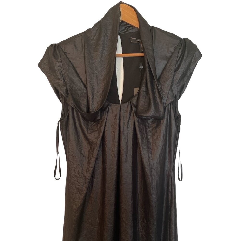BCBG Maxazria V Neck Black Womans Dress Collared Shift Dress Size Medium NWT